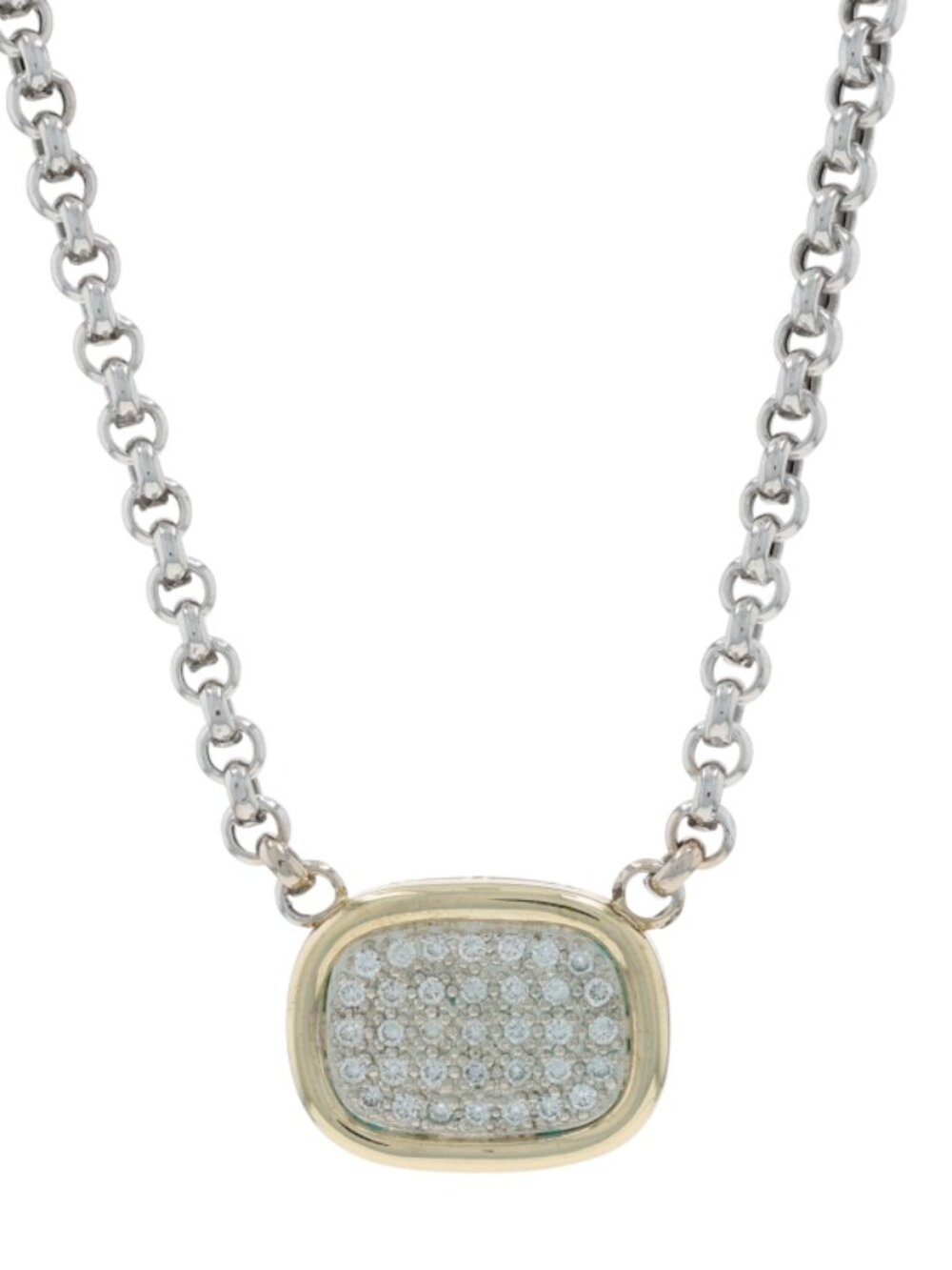 White Gold Diamond Cluster Pendant Necklace 18 1/2" -14k Round Brilliant 1.00ctw